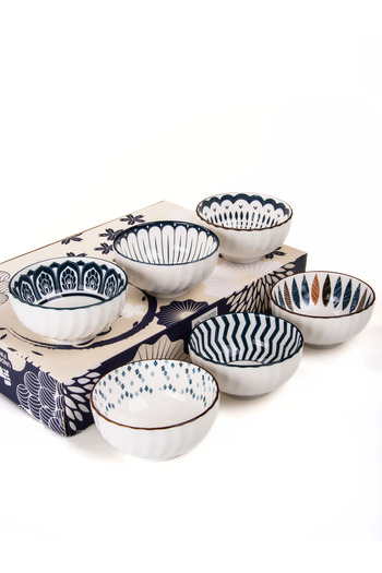 MUKKO HOME Set of 6 Porcelain Bowls 320 ml - Soup, Breakfast, Snack Gift
