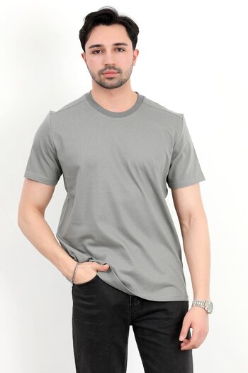 JB John Borners Ανδρικό μπλουζάκι Basic 100% βαμβακερό λαιμόκοψη ανοιχτόχρωμο χακί 2912