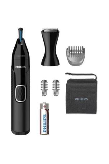 Philips Philips NT5650/16 Nose/Ear Trimmer, Wet and Dry Use, 2 Combs 3-5 mm (Black)