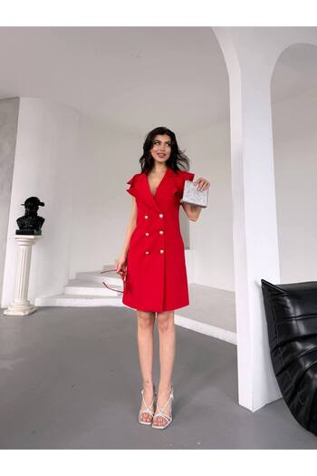 ZF BUTİK Ruffle Collar Jacket Dress