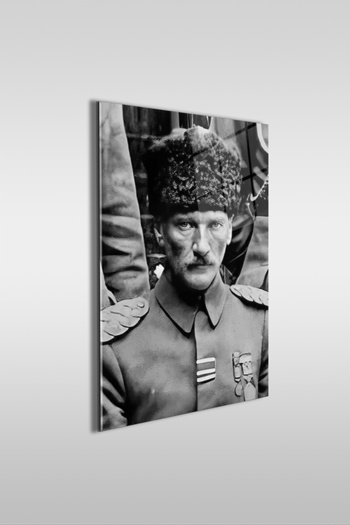 indispensablely Ataturk in Uniform Black and White 2 Vertical Glass Painting