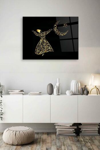 indispensablely Mevlana Ayyıldız Black Gold Glass Table