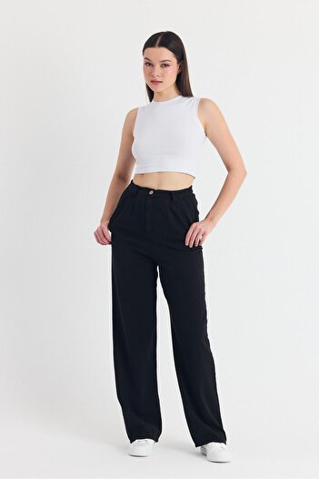 Rays Black Pocket Pleated Wide Leg Trousers 7021
