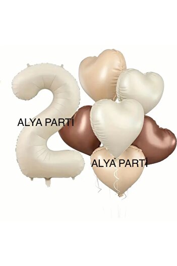 ALYA Σετ γενεθλίων PARTY Number Foil με μπαλόνια και ρετρό χρώματα Heart Foil μπαλόνια