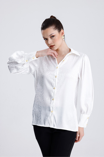 MD trend Women's Leopard Patterned Satin Shirt