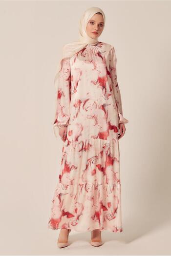 Alvina Patterned Satin Dress 45511