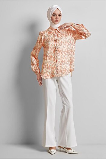 Alvina Patterned Satin Blouse Model No: 45430