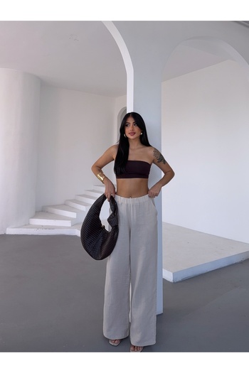 Buklemoda Wide Leg Ecru Mulisiniz Long Pants