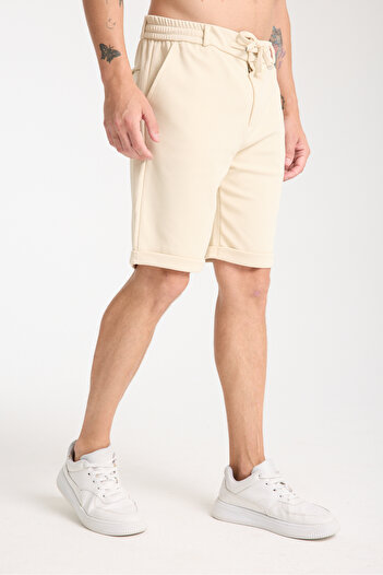 KAPHONE Men's Button Zipper Detailed Double Leg Shorts