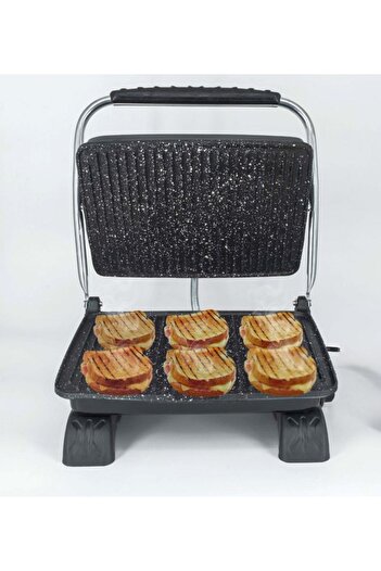 Dökümix Demir Döküm Granit Siyah 1800 Watt 4-6 Dilim Ev-Sanayi-Büfe Tipi Tost Makina