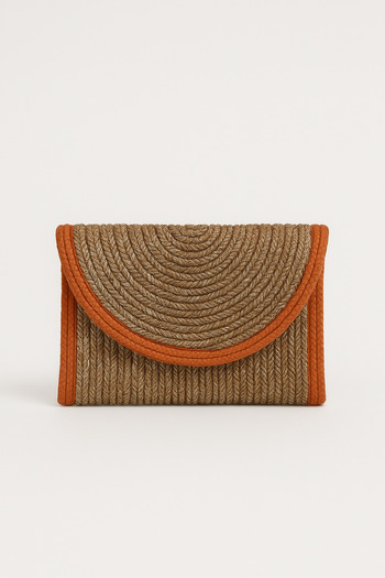 Magu Children's Wicker Look Natural Color Handbag - Summer Knitted Textured Model (14X20)