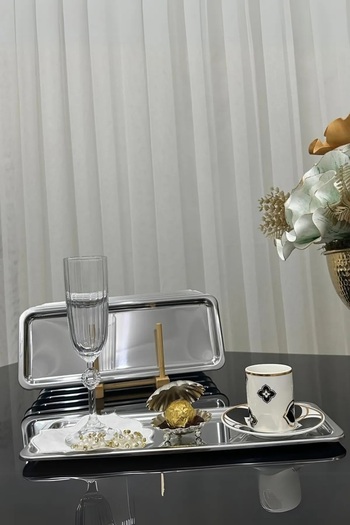 AHİR TİCARET Baton 33X13 cm Silver Presentation Tray 6 Pieces