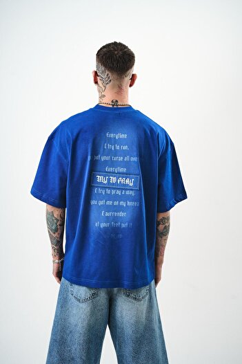 Respire Чоловіча вишита футболка Oversize з написом «Try To Pray» Saks