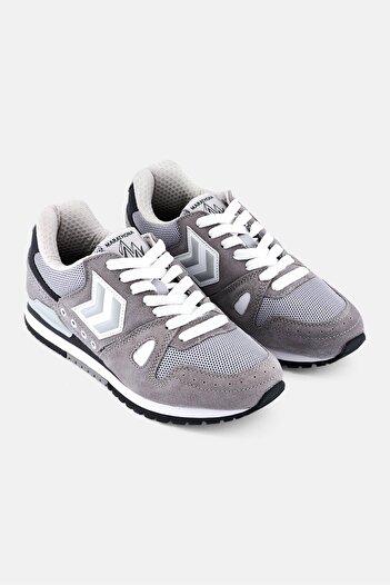 hummel Kids Boy Marathona Suede Lace Up Running Shoes, Grey