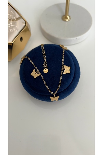 SU PERİSİ TAKI BİJUTERİ Steel Gold Butterfly Anklet