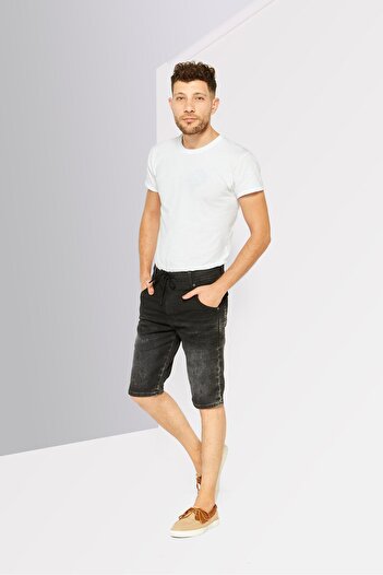 Diesel Men Drawstring Ripped Denim Shorts, Black