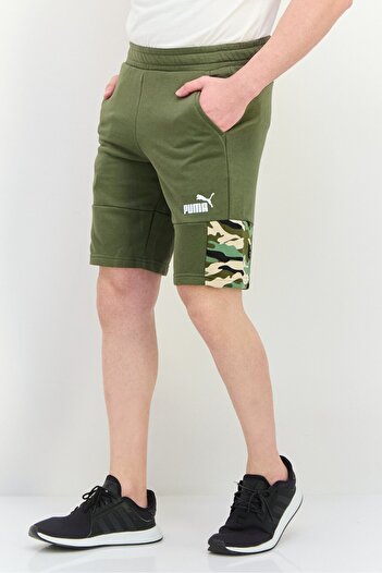 Puma Men Sportswear Fit Camouflage Outdoor Shorts, Olive