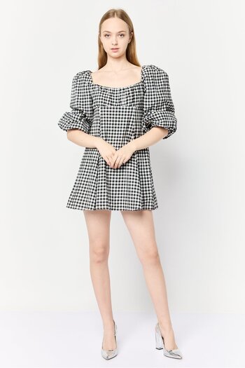 Forever New Women Petite Gingham Mini Dress, Multicolor