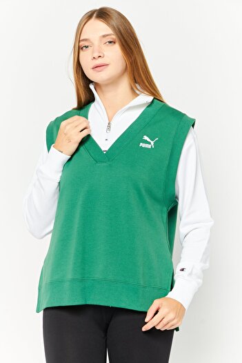 Puma Women Relaxed Fit Sleeveless Outdoor Sweater Vest, Green
