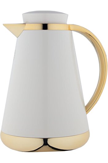 ALSAIF Coffee And Tea Vaccum Flask In Pearl White/gold / Leak-proof And Keeps Drinks Hot 0.5 Liter