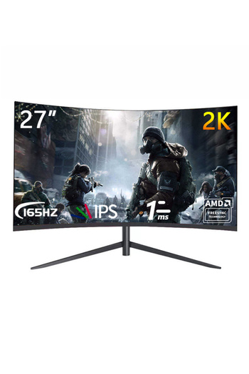 glanfen شاشة ألعاب IPS منحنية مقاس 27 بوصة، 165 هرتز، بدقة QHD (2560×1440)، ومكبرات صوت مدمجة، ووقت استجابة 1 مللي ثانية، وإضاءة LED ملونة