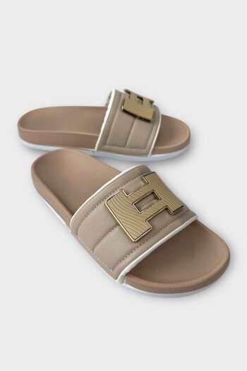 Liger Women's Daily Slippers with Buckle Stylish Summer Home Beach Vacation Work Slippers Beige
