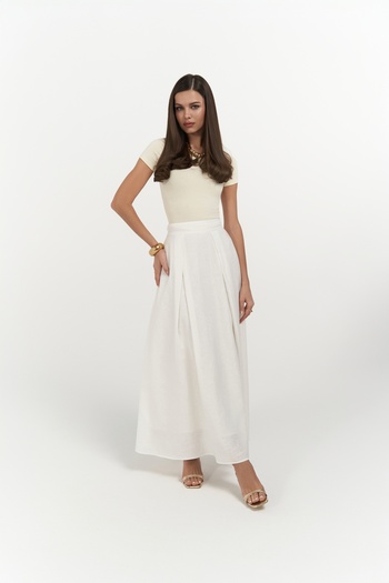 BOHEMAİ Mombasa Pleat Detail Ecru Skirt