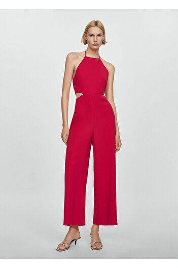 MANGO Woman Halter Collar Perforated Jumpsuit