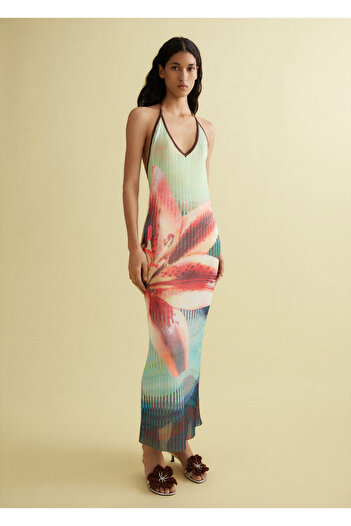 MANGO Woman Yesil Kadın  Elbise 77080626
