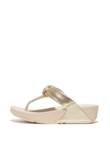 Fitflop Lulu padded-knot metallic-leather toe-post sandals - platinum