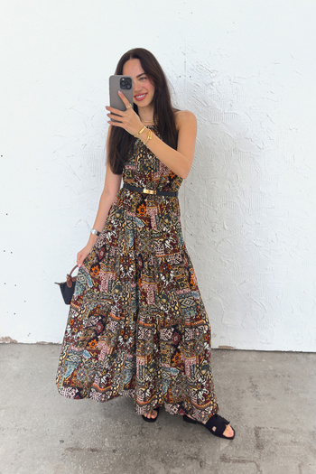 Trendyol Collection Brown Floral Woven Maxi Dress Twoss25El00700