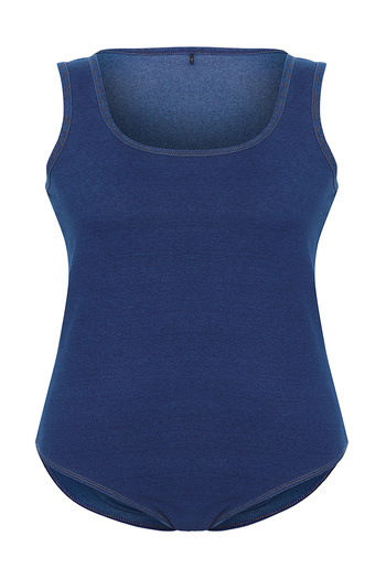 Trendyol Curve Dark Blue Straps Knitted Plus Size Body Tbbss25Cs00001