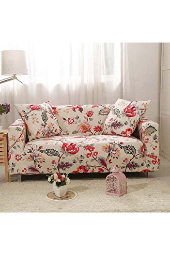 Generic Sharpdo 2-Seater Floral Printed Stretchable Sofa Slipcover