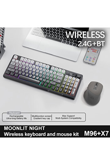 Choice MoonlitNight Kit M96 Bluetooth Keyboard Wireless FREEWOLF Screen Gaming Keyboard,Electronic Screen,