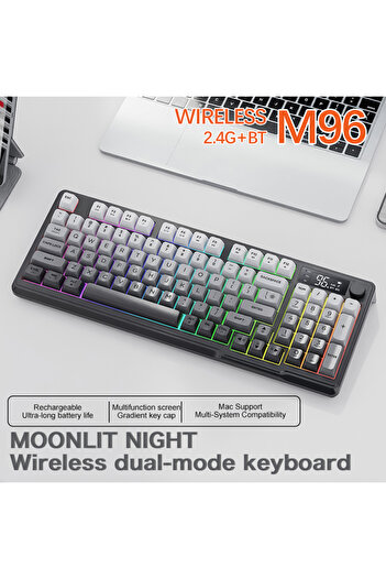 Choice MoonlitNight M96 Bluetooth Keyboard Wireless FREEWOLF Screen Gaming Keyboard,Electronic Screen, Mult