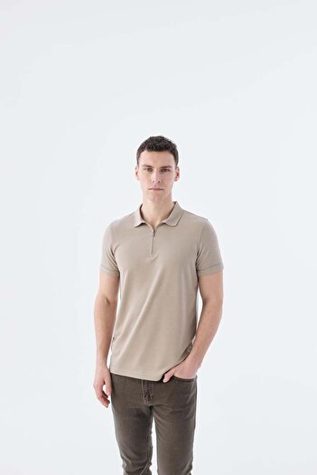 Jakamen Μπλουζάκι με λαιμόκοψη με φερμουάρ Soil Slim Fit