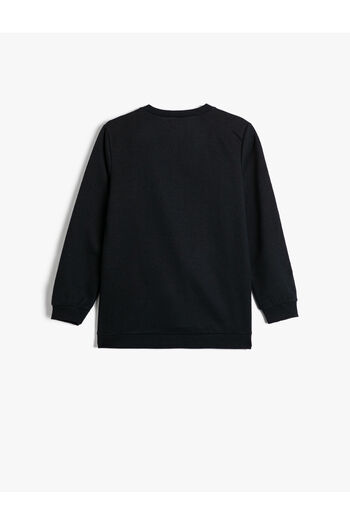 Koton Sweatshirt Long Sleeve Crew Neck Slogan Themed Print Detail Raised