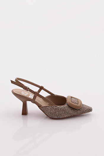 DGN Women's Buckle Heeled Shoes Mink Wicker 6538535