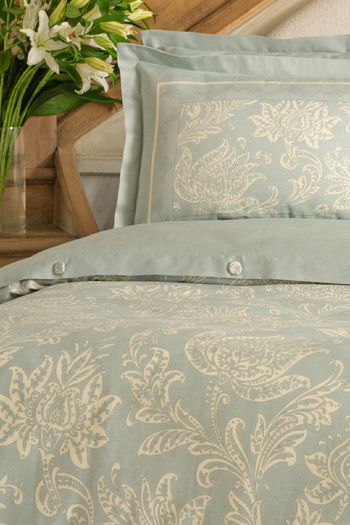 Karaca Home Owen 80 Thread 100% Cotton Satin Double Duvet Cover Set Blue