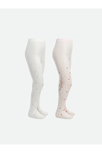 LC Waikiki Lcw Kids Ecru Girls Thin Pantyhose 2-Pack
