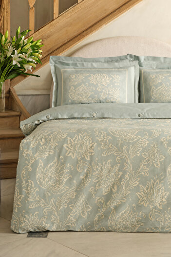 Karaca Home Owen 80 Thread 100% Cotton Satin Double Duvet Cover Set Blue