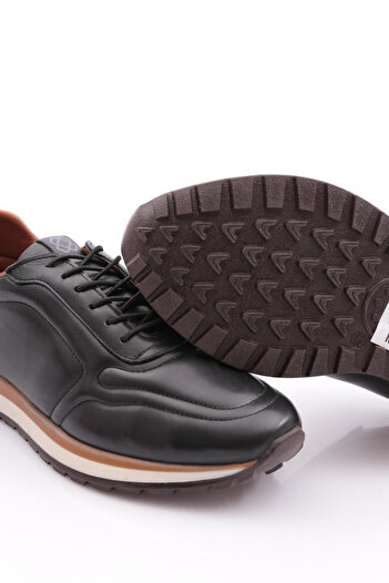 DGN Erkek Sneakers Ayakkabı Hakiki Deri Siyah 91131081