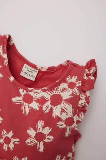 DeFacto Kurzärmliges Baby-Mädchenkleid mit Blumendruck A0136A525SM