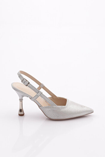 DGN Women's Pointed Toe Heeled Shoes Silver 61323534