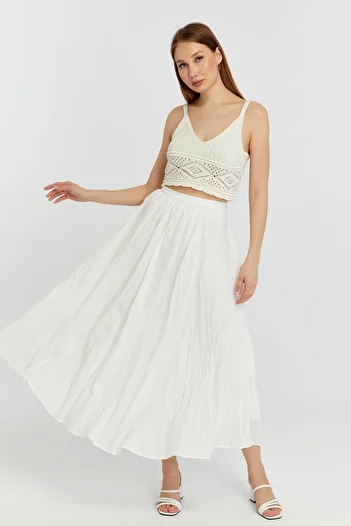 Bolivente Ecru Crinkle Voile Skirt