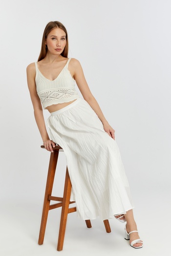 Bolivente Ecru Crinkle Voile Skirt