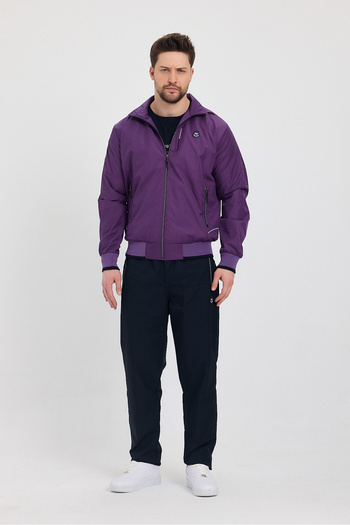 Piyera Men's Purple Parachute Fabric Stand Collar Zippered Tracksuit Set - 4045