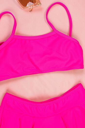 MEBA Girl's Baby Flexible Pink Skirt Bikini Set
