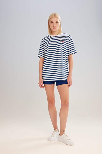 DeFacto DeFactoFit Oversize Crew Neck εμπριμέ αθλητικό κοντομάνικο μπλουζάκι