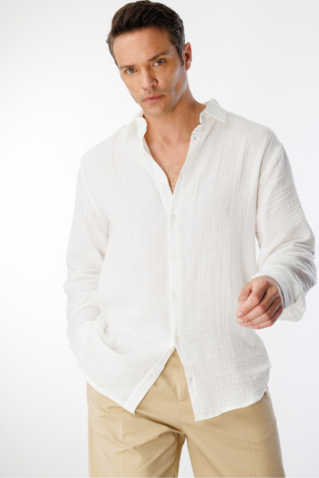 GENIUS STORE Oversize Basic Ανδρικό Μουσελίνα Πουκάμισο ΑΝΔΡΙΚΟ-ΜΟΥΣΛΙΝ-ΠΟΥΚΑΜΙΣΟ